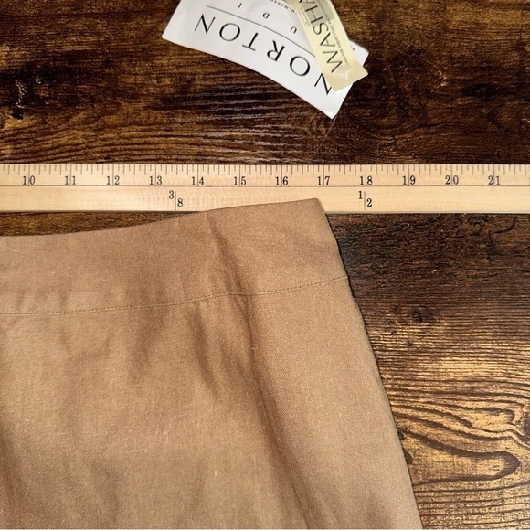 Norton Studio Skirt Women's 14 Tan Mykonos Linen Blend Embroidered Cognac A-Line - Picture 10 of 12